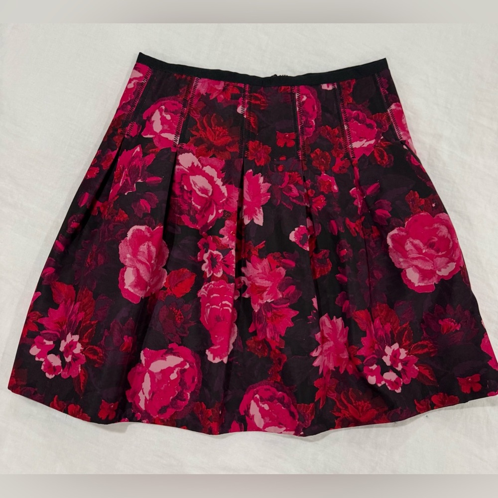 GAP Black and Pink Floral A-Line Skirt